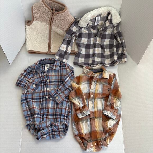 Bundle of 4 size 12 m long sleeve flannel, flannel shacket, & vest jacket - Picture 4 of 5